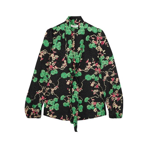 Moss pussy-bow printed silk-jacquard blouse  czarny  NET-A-PORTER