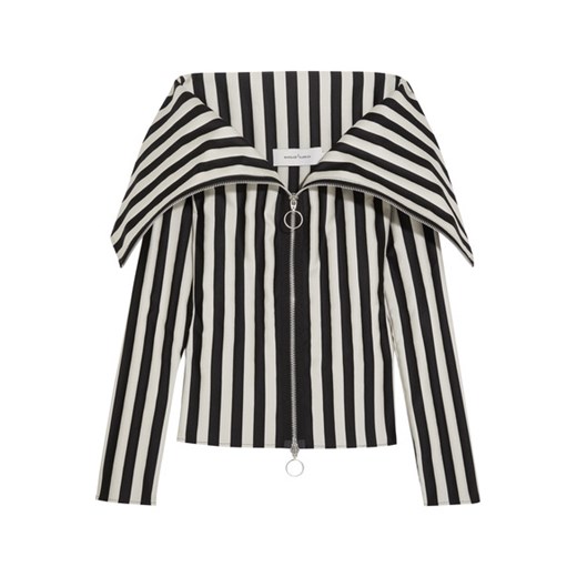 Off-the-shoulder striped satin top  szary  NET-A-PORTER