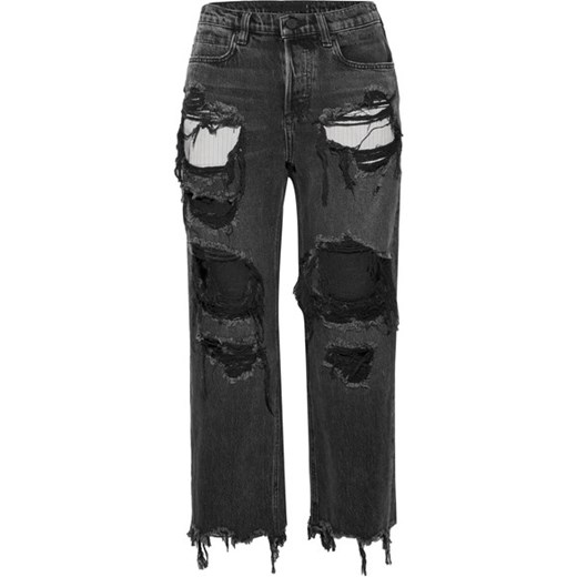 Rival cropped distressed high-rise straight-leg jeans czarny   NET-A-PORTER