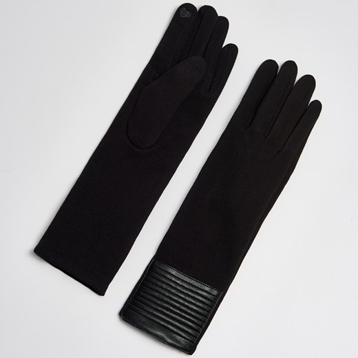 Sinsay - Długie rękawiczki z eko futerkiem od wewnątrz - Czarny czarny Sinsay S/M 