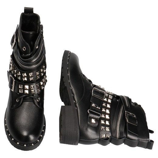 Workery botki Saint A5100 czarne z kolcami i ćwiekami Bella Paris szary 38 Casadi