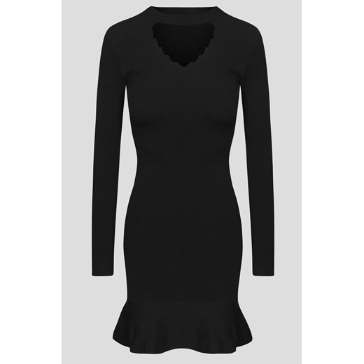 Dzianinowa sukienka z falbaną czarny ORSAY S orsay.com