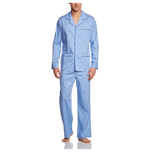 jedwabny naklejki dla mężczyzn dwoma częściowy piżama Pyjama Lang - niebieski Seidensticker sprawdź dostępne rozmiary wyprzedaż Amazon 