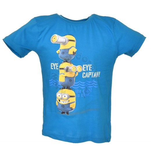 T-shirt dziecięcy z wizerunkiem bohaterów bajki Minionki - Niebieski