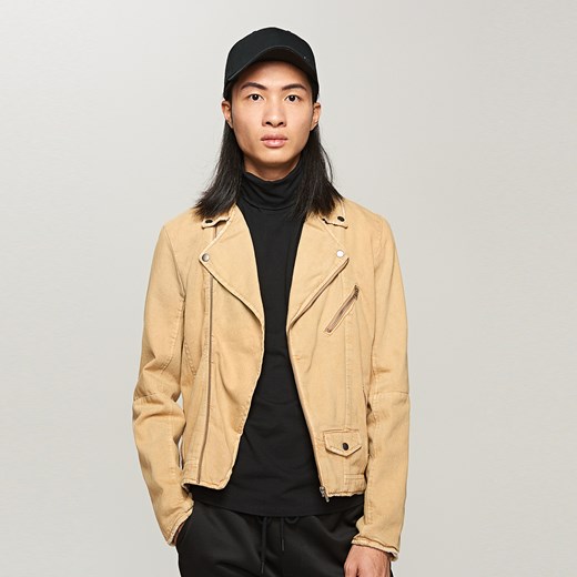 Reserved - Jeansowa kurtka o kroju ramoneski - Beżowy Reserved pomaranczowy M 