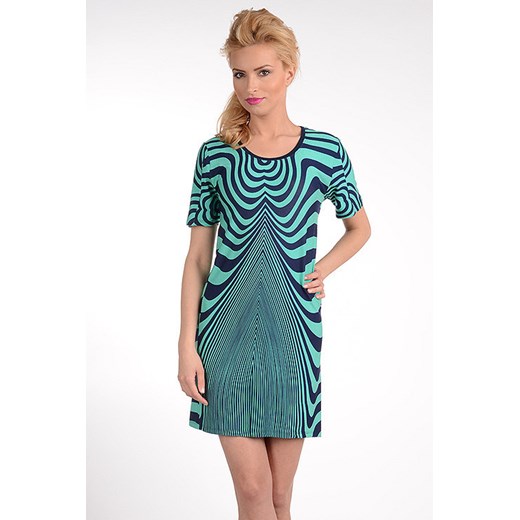 Sukienka w fantastyczne wzory 7939 - zielono-granatowy avaro-pl szary sukienka