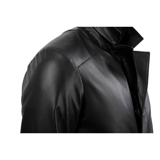 ERK450_2 - Czarny płaszcz męski skórzany jednorzędowy DORJAN