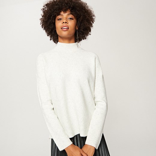 Reserved - Sweter o prążkowanej fakturze - Szary bezowy Reserved S 