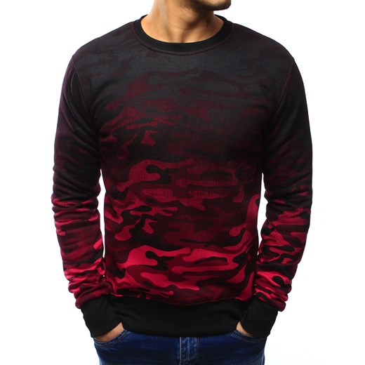 Bluza męska camo bez kaptura z nadrukiem czarno-czerwona (bx3123)  Dstreet M promocja  