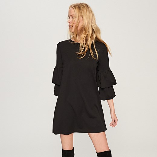 Reserved - Sukienka z falbanami na ramionach - Granatowy Reserved czarny L 