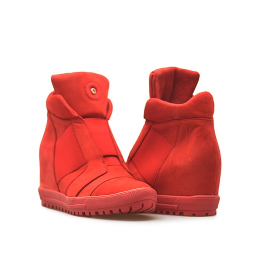 Sneakersy AJF 01189 Czerwone nubuk