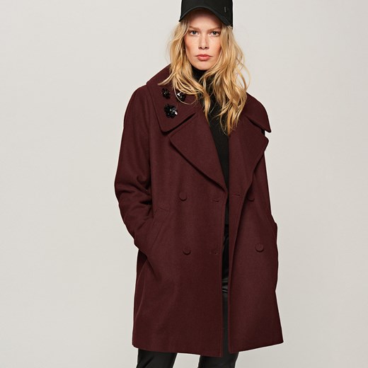 Reserved - Płaszcz z domieszką wełny - Brązowy czarny Reserved 36 