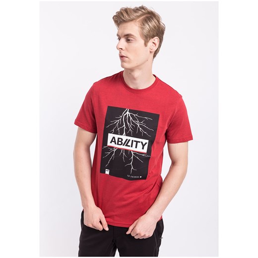 T-shirt męski TSM224Z - czerwony melanż 4F   