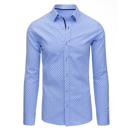 Niebieska koszula męska we wzory z długim rękawem (dx1360)  Dstreet L 