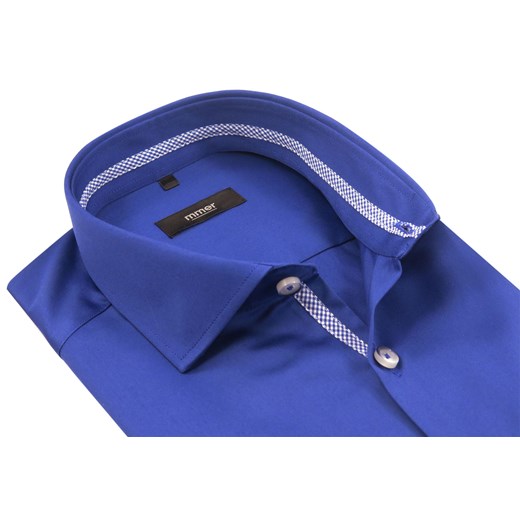 Gładka chabrowa koszula męska 222 niebieski Mmer - Koszule Męskie 176-182 / 41-Slim okazyjna cena Modini 