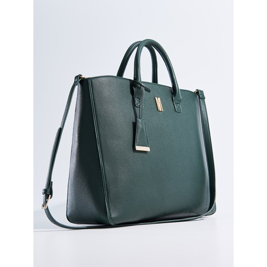 Mohito - Duża torebka typu city bag z odpinanym paskiem - Zielony szary Mohito One Size 