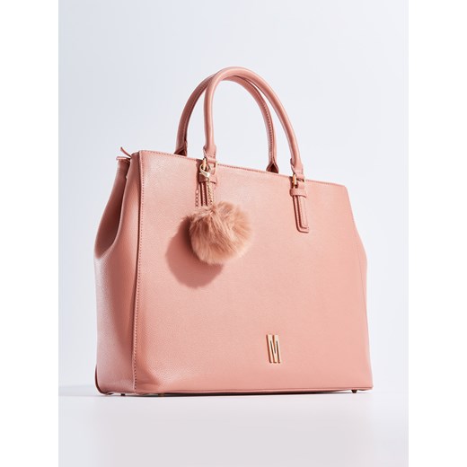 Mohito - Torba typu city bag z futrzanym pomponem - Różowy rozowy Mohito One Size
