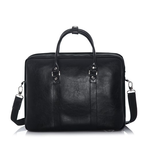 Skórzana torba na ramię laptopa Solier MARCEL czarna czarny Solier One Size merg.pl