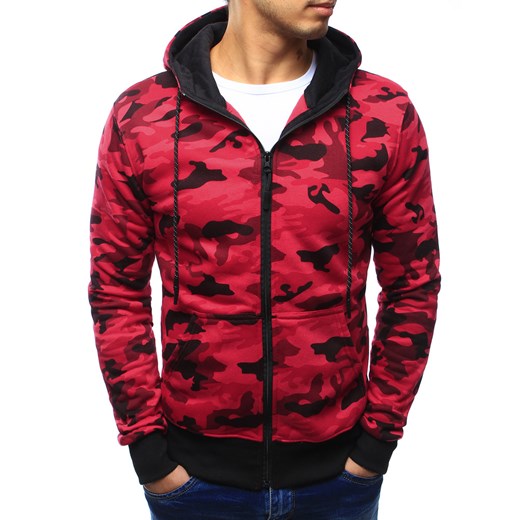 Bluza męska camo rozpinana czerwona z kapturem (bx3157) Dstreet  XXL  okazyjna cena 