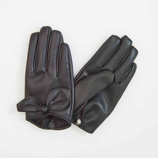 Reserved - Rękawiczki z kokardą - Czarny Reserved szary S 