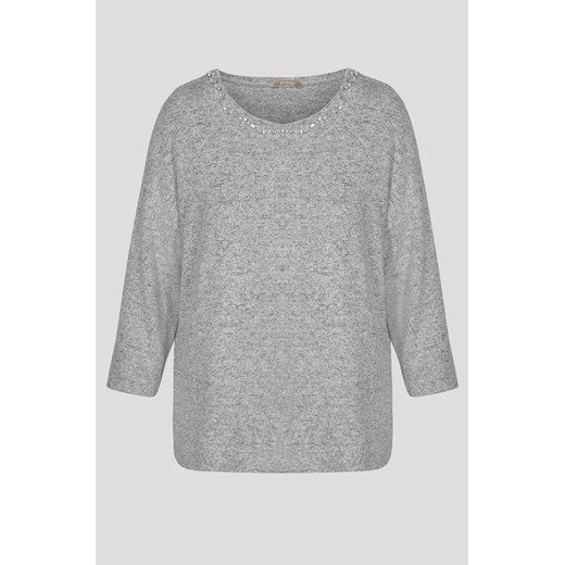 Lekki sweter z perełkami i cyrkoniami ORSAY szary XS orsay.com