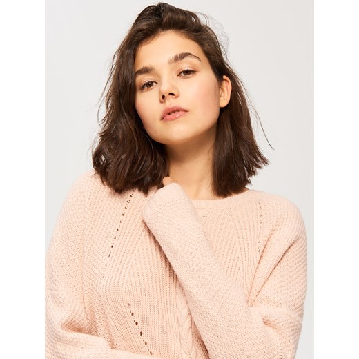 Sinsay - Krótki luźny sweter - Różowy Sinsay bezowy XL 