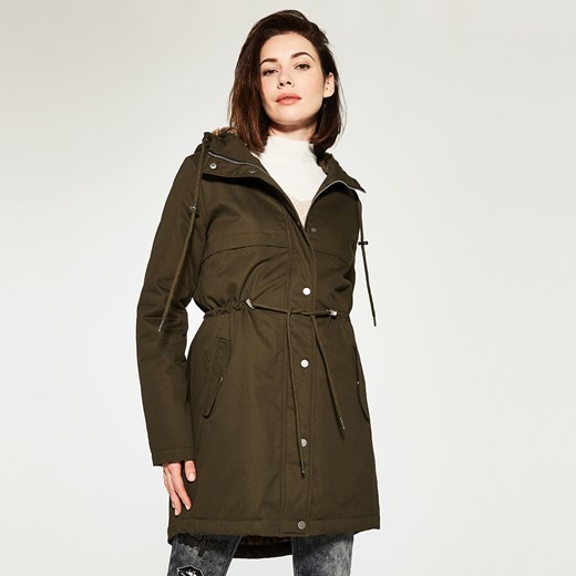 House - Parka z eco futrem - Zielony House szary S 