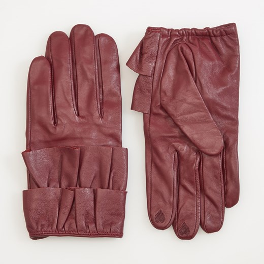 Reserved - Skórzane rękawiczki - Czerwony Reserved czerwony L 