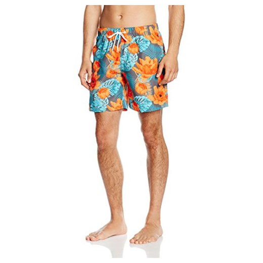 Szorty kąpielowe Miami Beach odzież do pływania dla mężczyzn z nadrukiem kwiatów -  large Miami Beach Swimwear brazowy sprawdź dostępne rozmiary promocyjna cena Amazon 