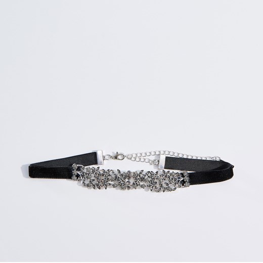 Mohito - Aksamitny choker kwiaty - Czarny Mohito One Size