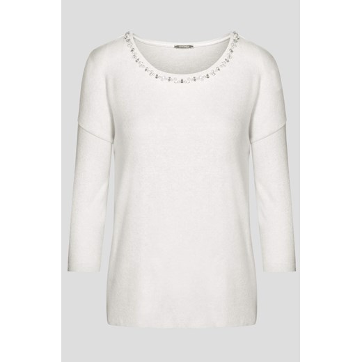 Lekki sweter z perełkami i cyrkoniami ORSAY bezowy S orsay.com