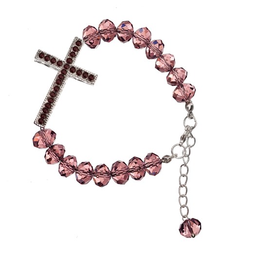 Posrebrzana bransoletka z różowych kryształów bialy Velucci  