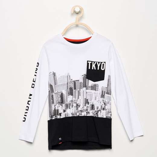 Reserved - Koszulka z nadrukiem tokyo - Biały czarny Reserved 164 