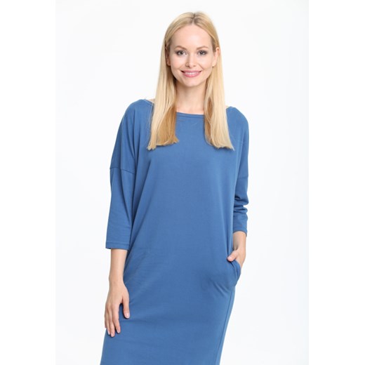 Niebieska Sukienka Knitwear   uniwersalny wyprzedaż Born2be Odzież 
