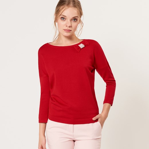 Mohito - Dopasowany sweter z ozdobną kokardą - Czerwony Mohito czerwony S 