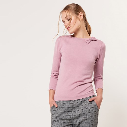 Mohito - Dopasowany sweter z ozdobną kokardą - Różowy Mohito rozowy L 