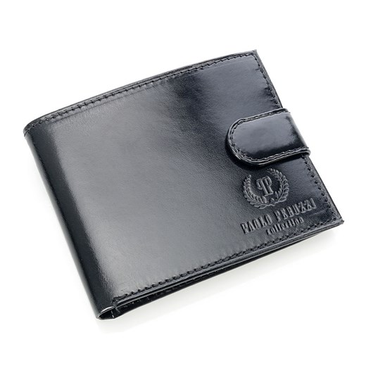PAOLO PERUZZI ekskluzywny skórzany portfel męski w pudełku czarny GA55