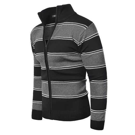 Ciepły sweter rozpinany bm-6067 - czarny  Risardi M 