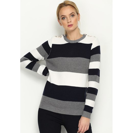 Granatowy Sweter Some More L/XL okazyjna cena Born2be Odzież