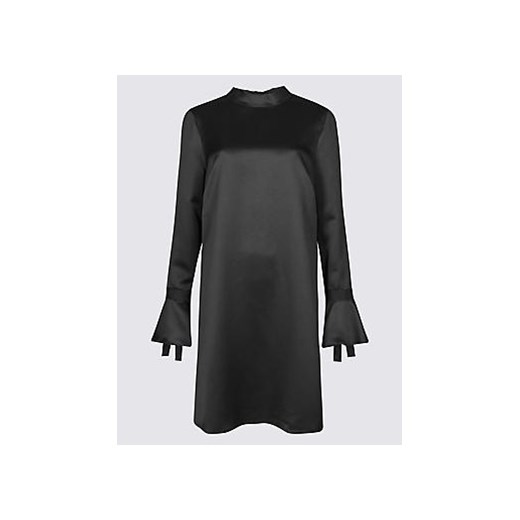Woven Flared Sleeve Tunic Dress  czarny Marks & Spencer  Marks&Spencer