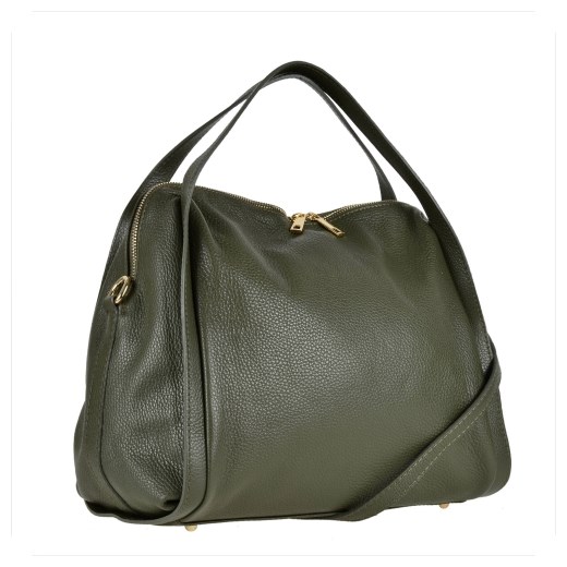 Torebka skórzana oliwka l Genuine Leather szary melon.pl