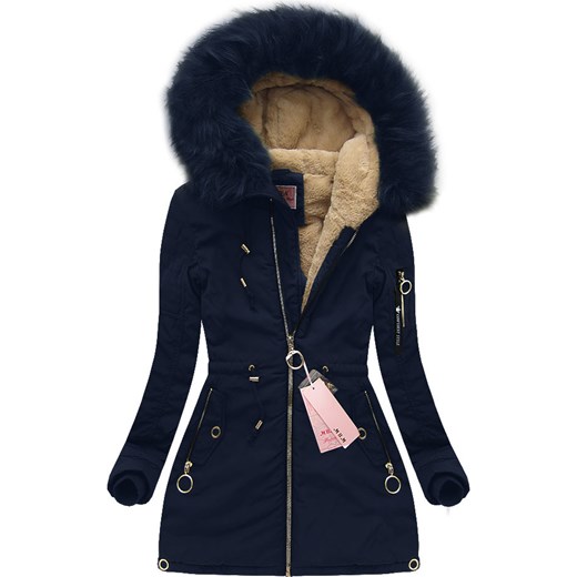 KURTKA ZIMOWA Z KAPTUREM GRANATOWA (W122) Mhm L (40) goodlookin.pl