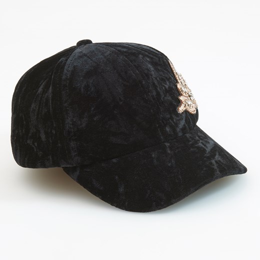 Reserved - Aksamitna czapka z daszkiem - Czarny Reserved czarny One Size wyprzedaż  