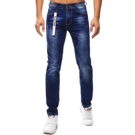 Spodnie jeansowe męskie niebieskie (ux1037) Dstreet granatowy  