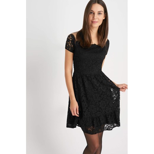 Koronkowa sukienka z dekoltem carmen czarny ORSAY 38 orsay.com