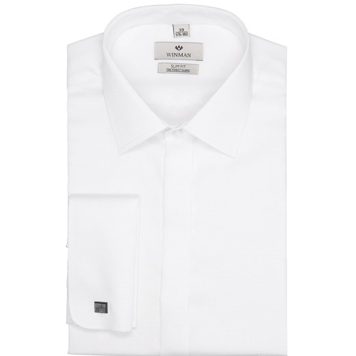 koszula wincass 2555 na spinki slim fit biały Recman  43/176-182 