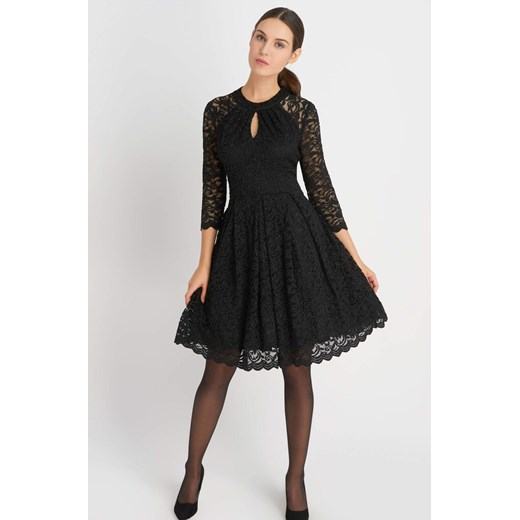 Rozkloszowana sukienka z koronki czarny ORSAY 44 orsay.com