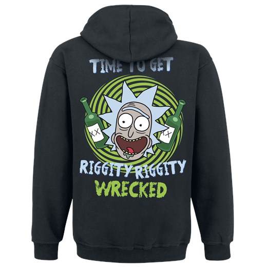 Rick And Morty - Riggity Riggity Wrecked - Bluza z kapturem - czarny