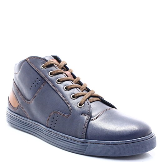 KENT 303 GRANATOWE - Zimowe buty męskie ze skóry Kent niebieski 42 promocja Tymoteo.pl - sklep obuwniczy 