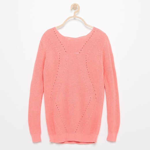 Reserved - Ażurowy sweter - Pomarańczo Reserved rozowy 152 